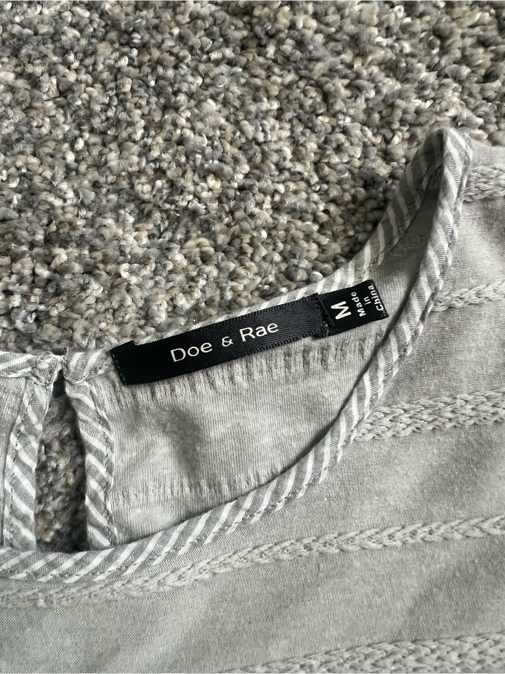 Doe & Rae Light Gray Striped Ruffle-Hem Blouse - Picture 2 of 2